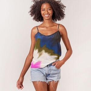 Tucker Khala Cami Ink Tie Dye in Crepe de Chine Silk Camisole Top